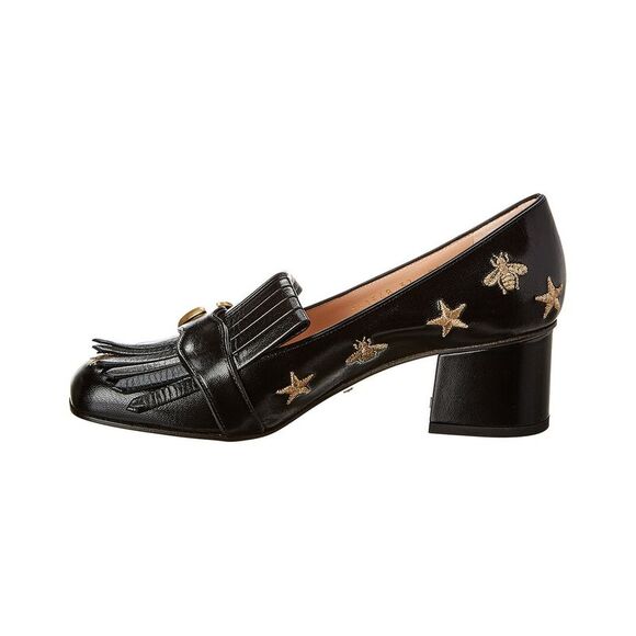 Gucci GG Marmont Bee & Stars Embroidered Leather Pump - Picture 2 of 5